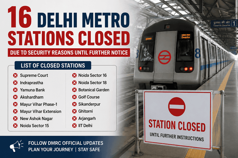 16 Delhi Metro Stations Closed: Will the Supreme Court Metro Station Reopen by Noon