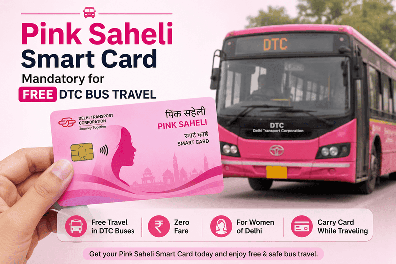 Pink Saheli smart card mandatory for free DTC bus travel