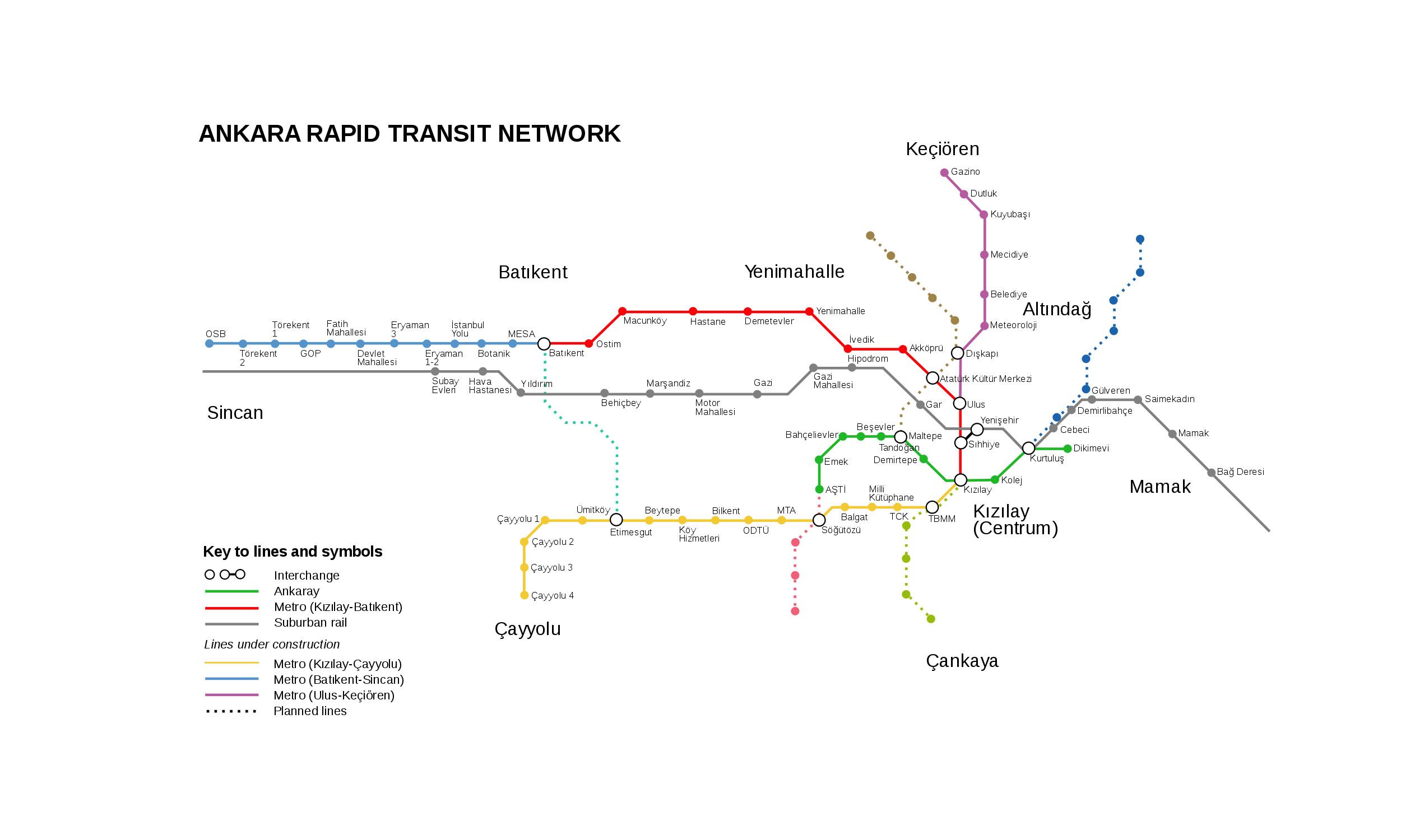 Ankara Metro map
