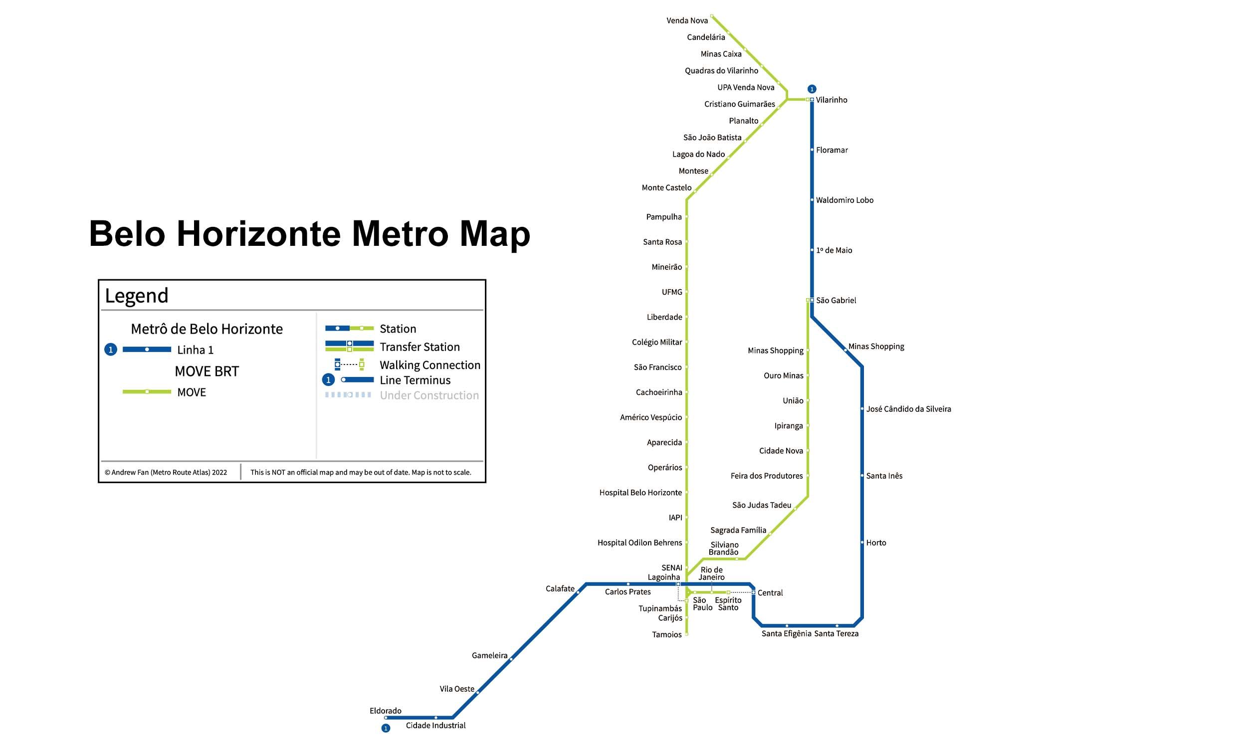 Belo Horizonte Metro map
