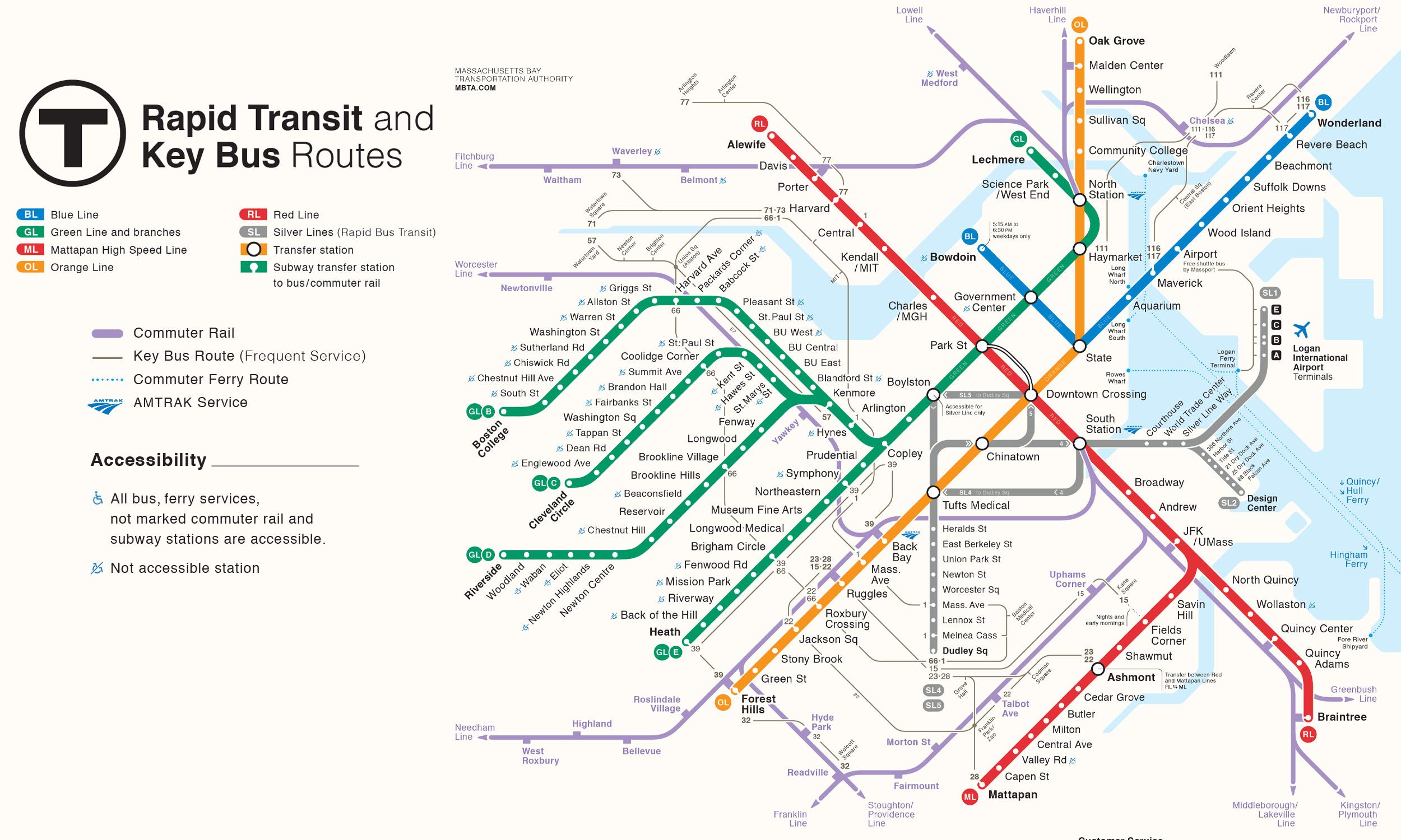 Boston MBTA Subway map