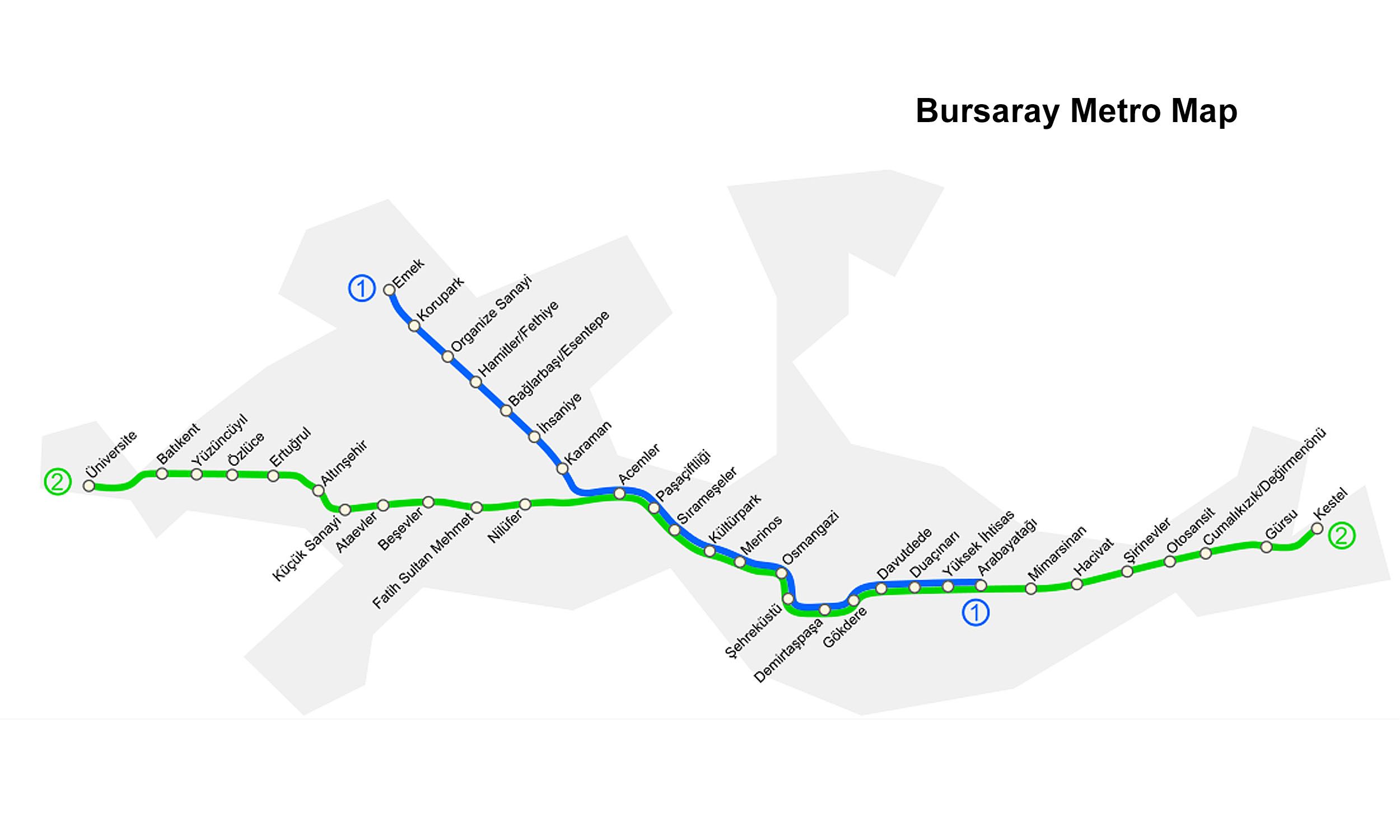 Bursaray Metro map