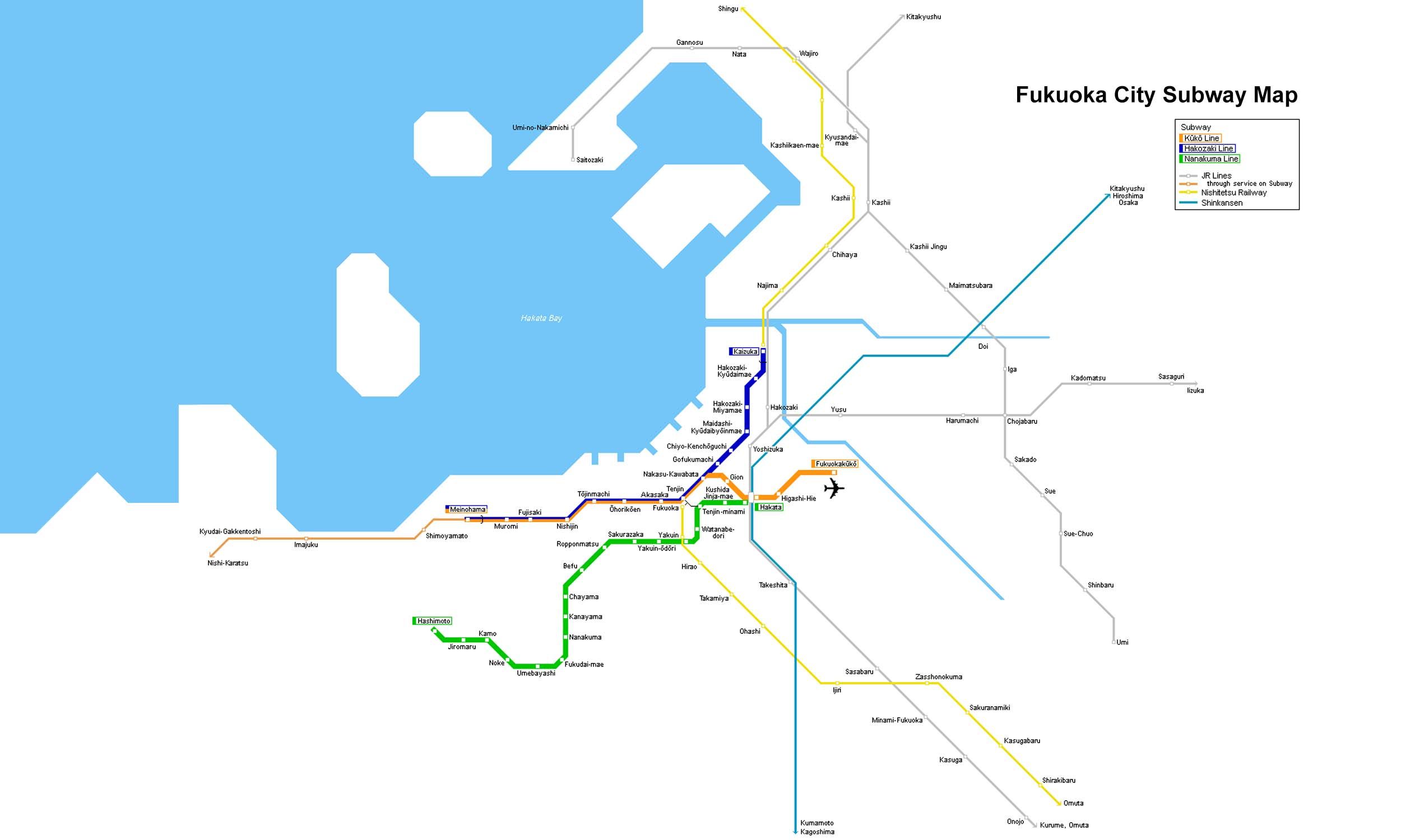 Fukuoka City Subway map