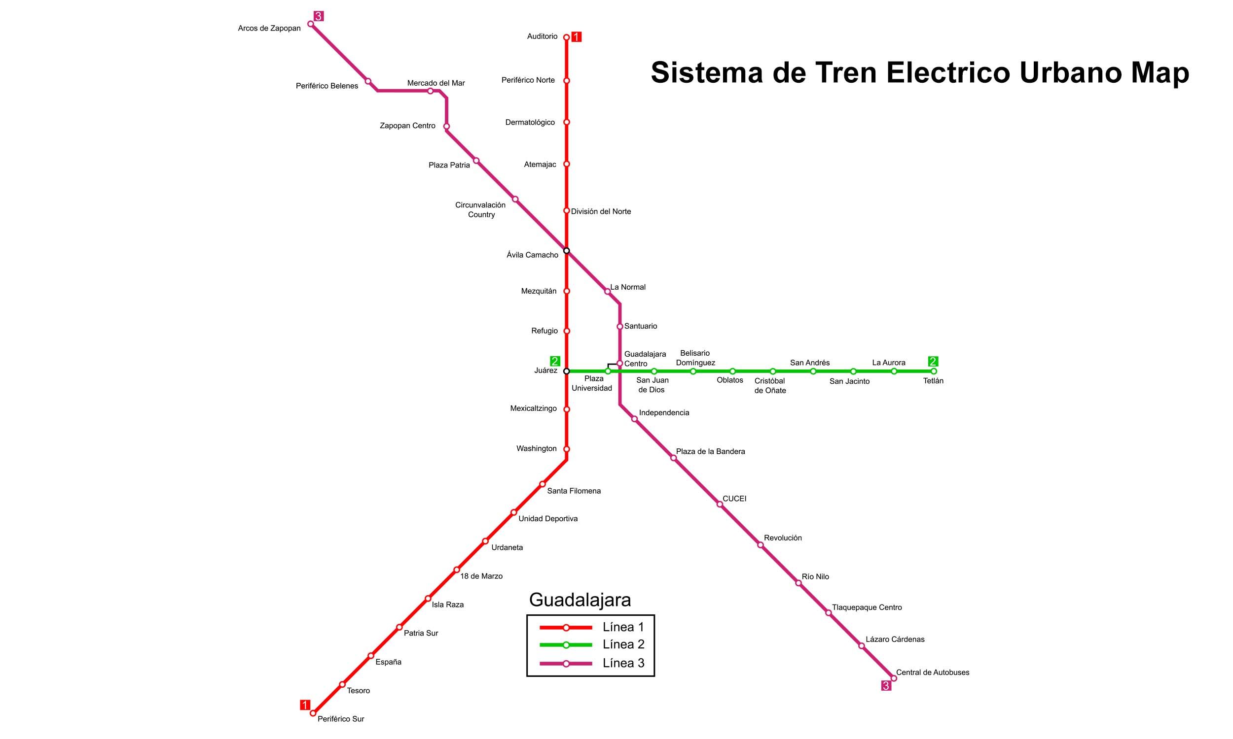 Sistema de Tren Electrico Urbano map