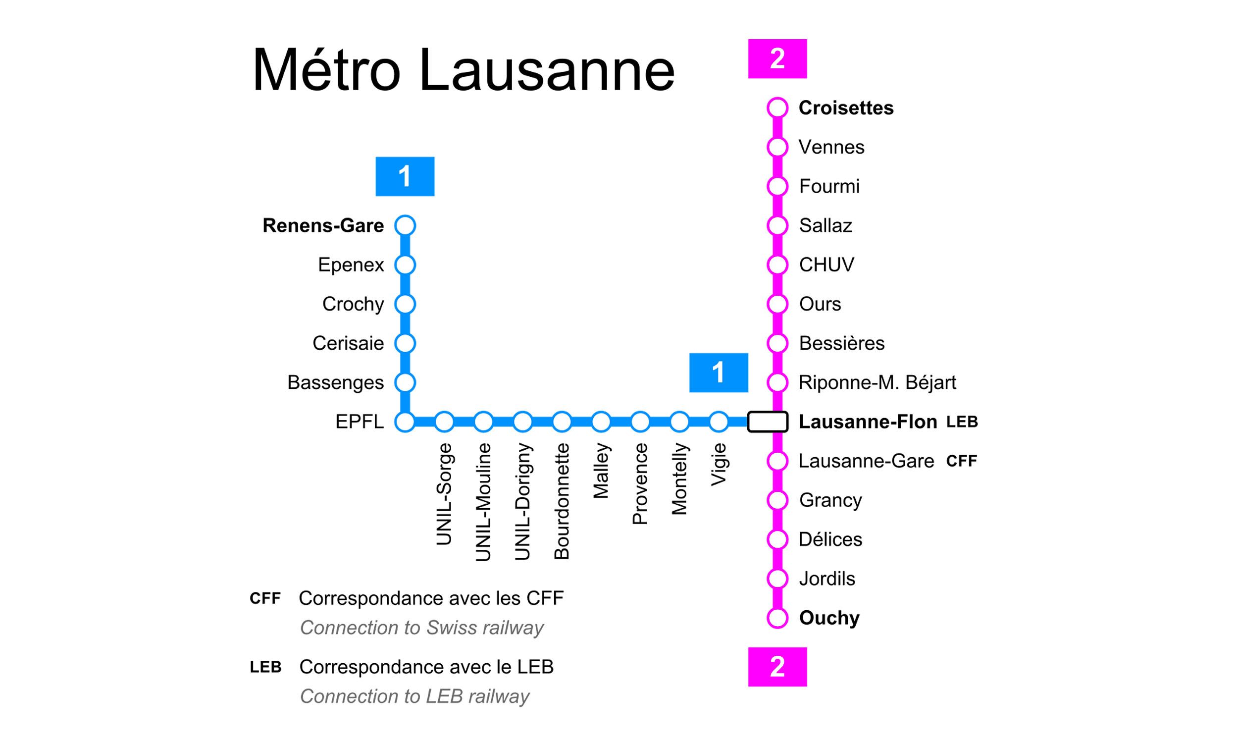 Lausanne Metro map