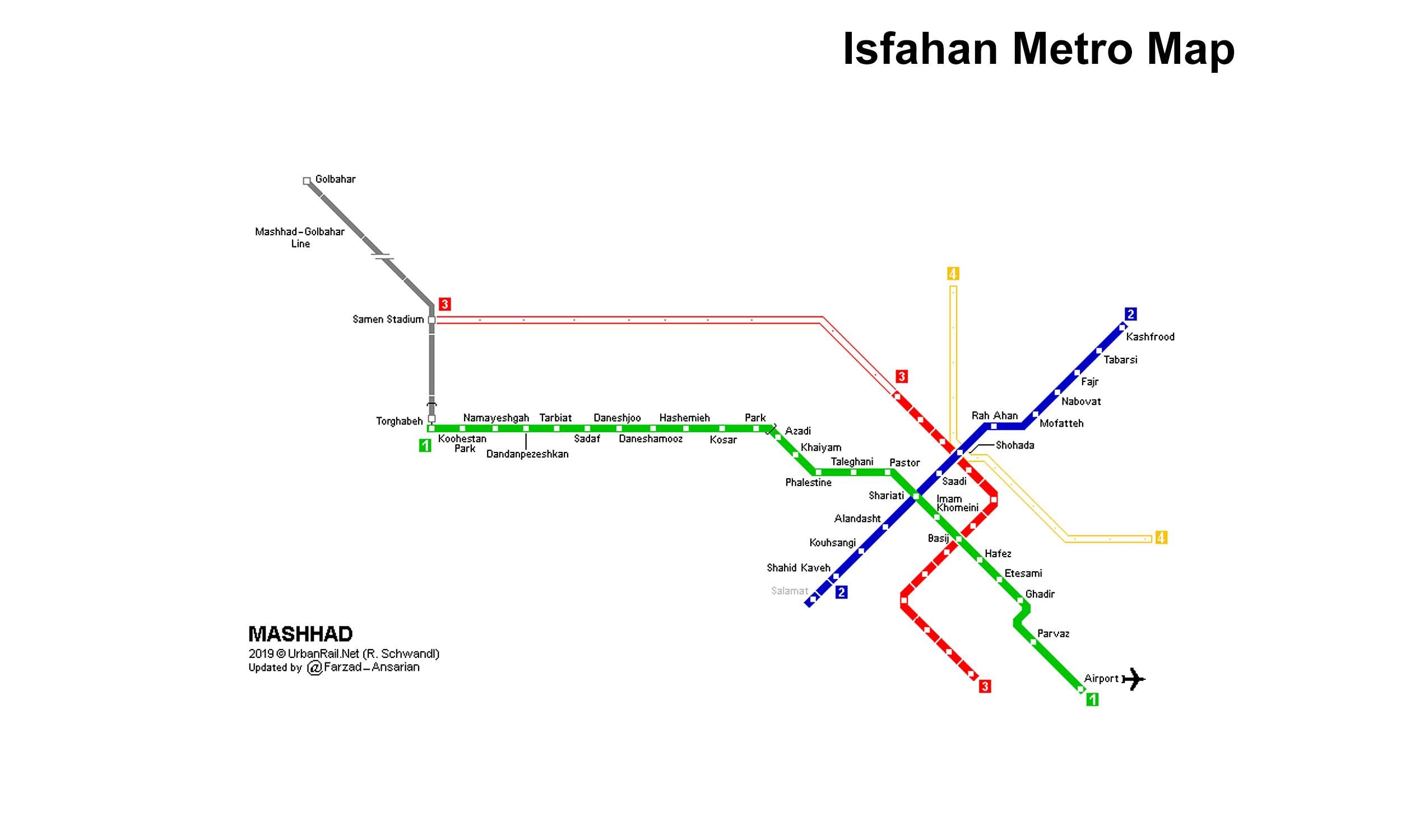 Mashhad Urban Railway map