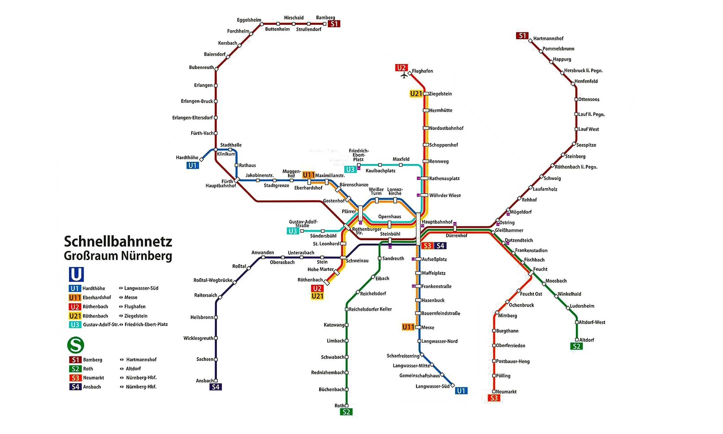 Nuremberg U-Bahn Metro map