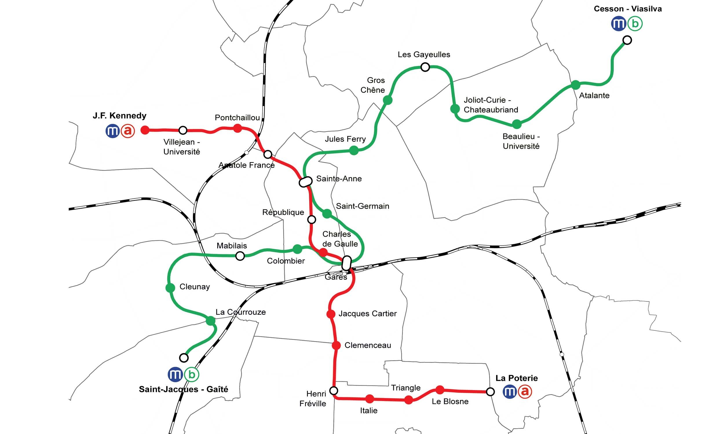Rennes Metro map