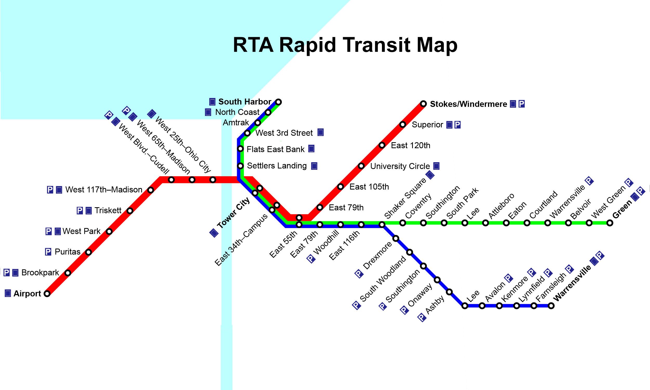 RTA Rapid Transit map