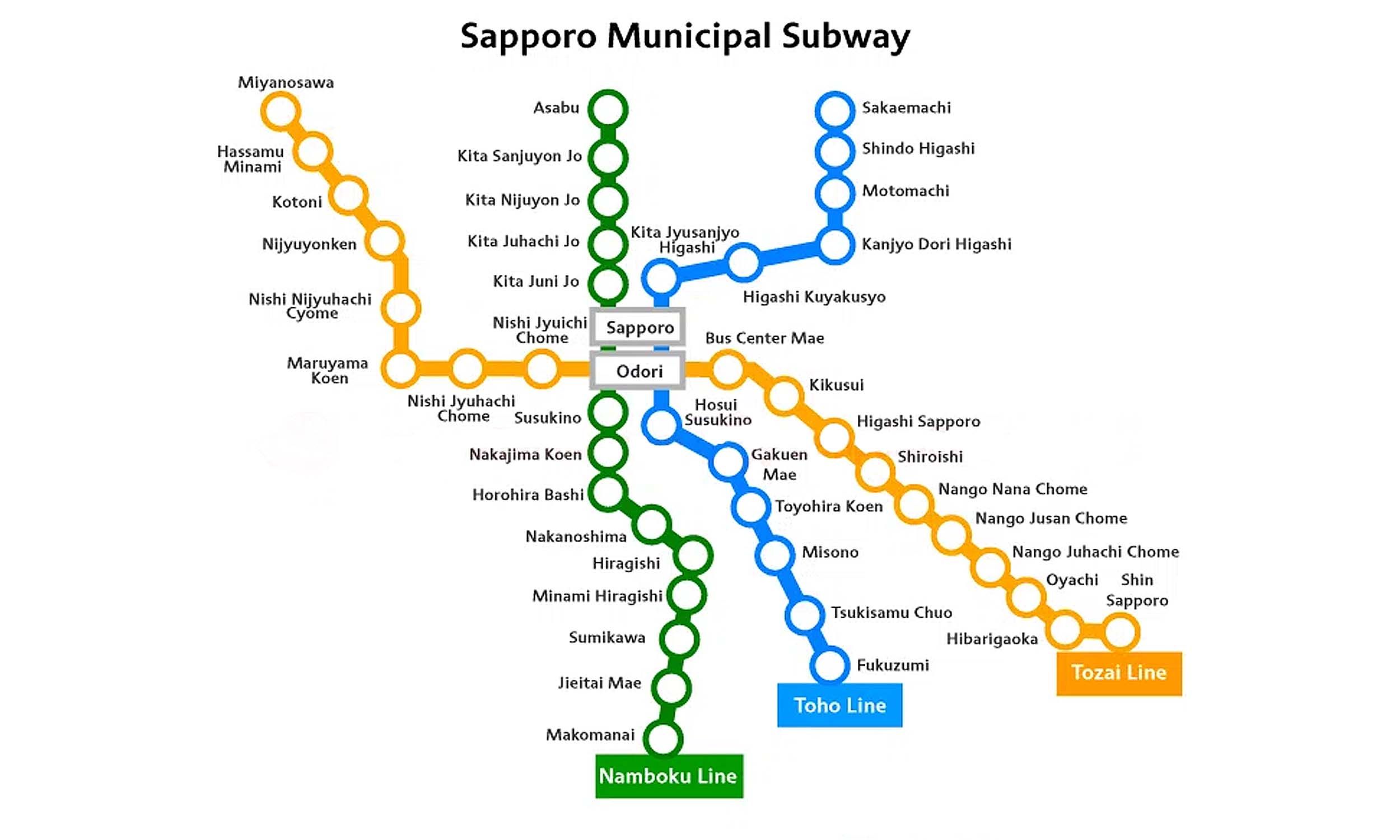 Sapporo Municipal Subway map