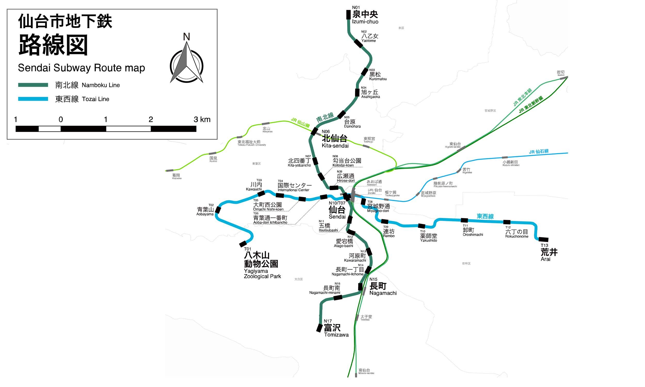 Sendai Subway map
