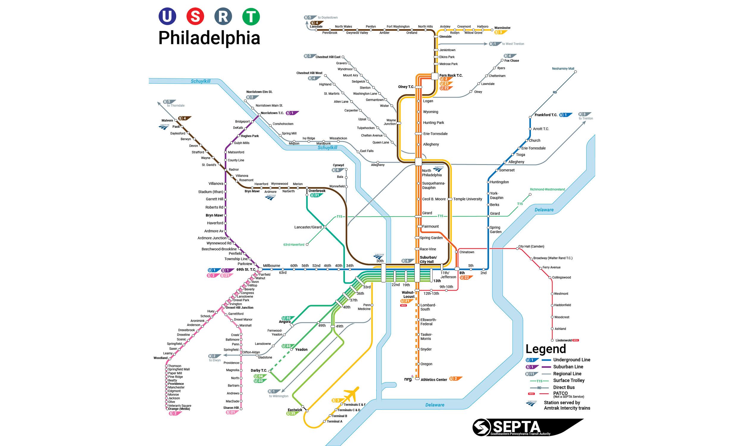 SEPTA Rapid transit map