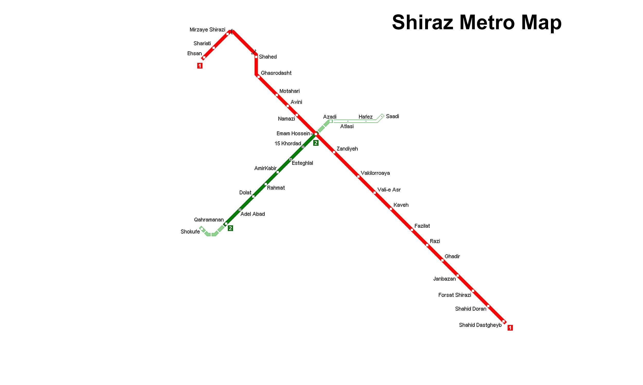 Shiraz Metro map