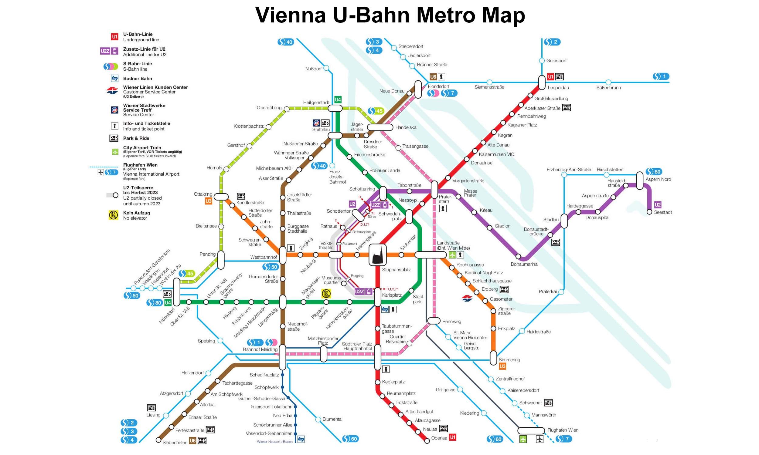 Vienna U-Bahn Metro map