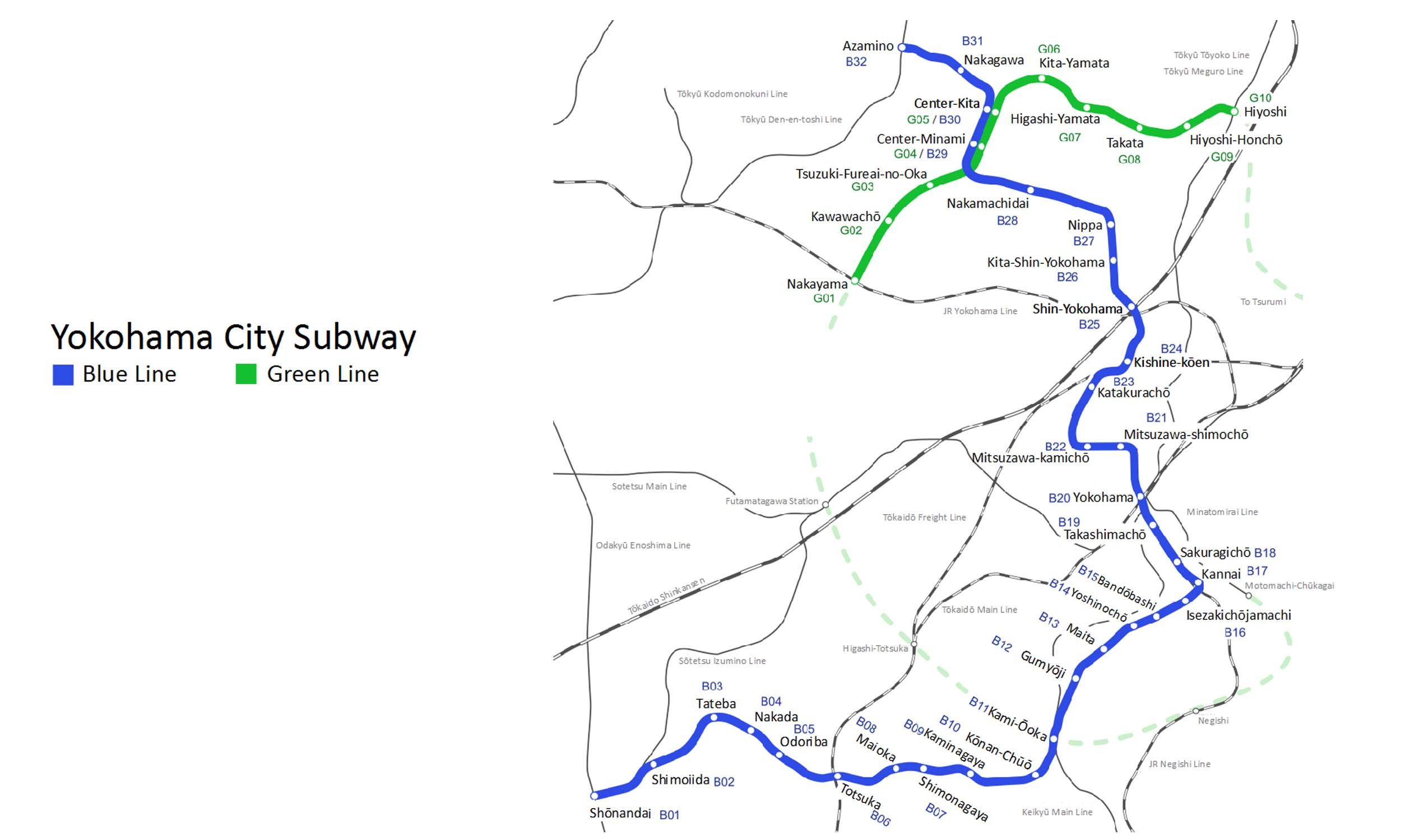 Yokohama Municipal Subway map